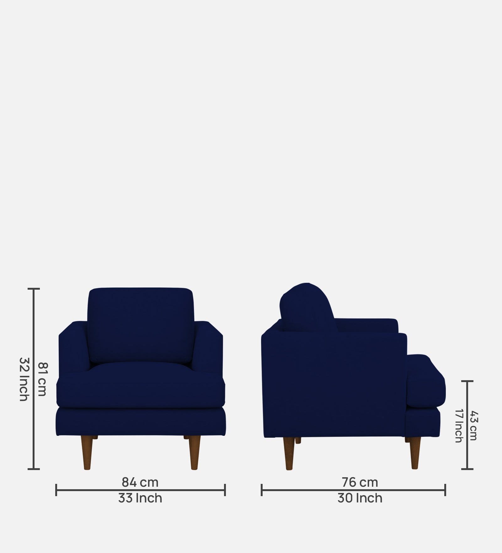 Motra Velvet 1 Seater Sofa in Dark Blue Colour