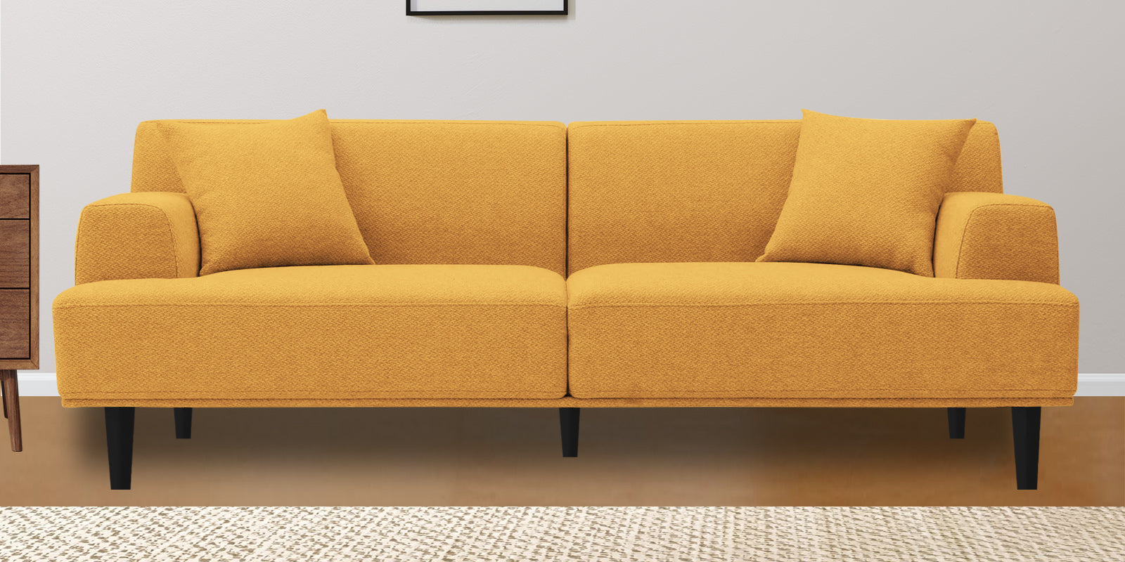 Cobby Fabric 3 Seater Sofa In Blush Yellow Colour - Febonic Living