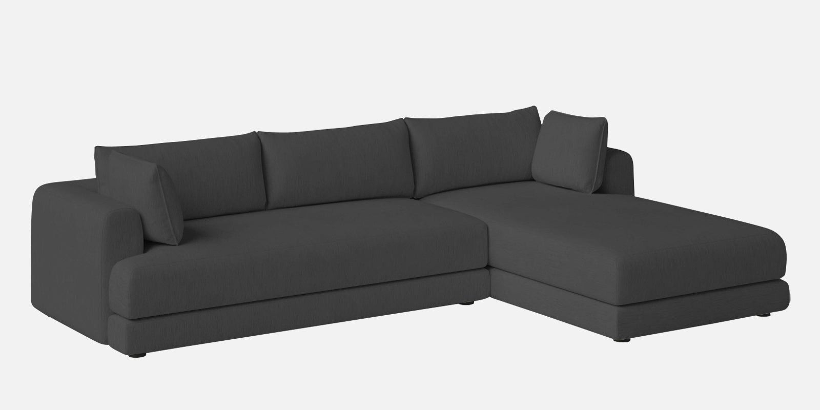 Ziggy Fabric RHS Sectional Sofa (3+Lounger) In Stone Grey Colour - Febonic Living