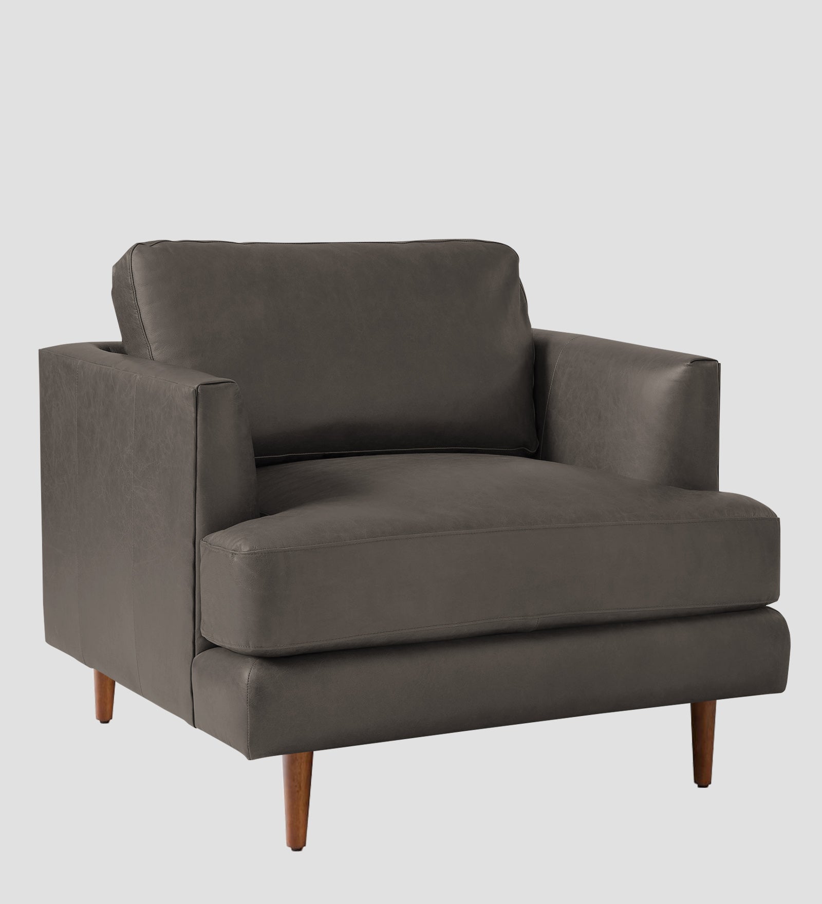 Sterio Leatherette 1 Seater Sofa In Shark Grey Colour - Febonic Living