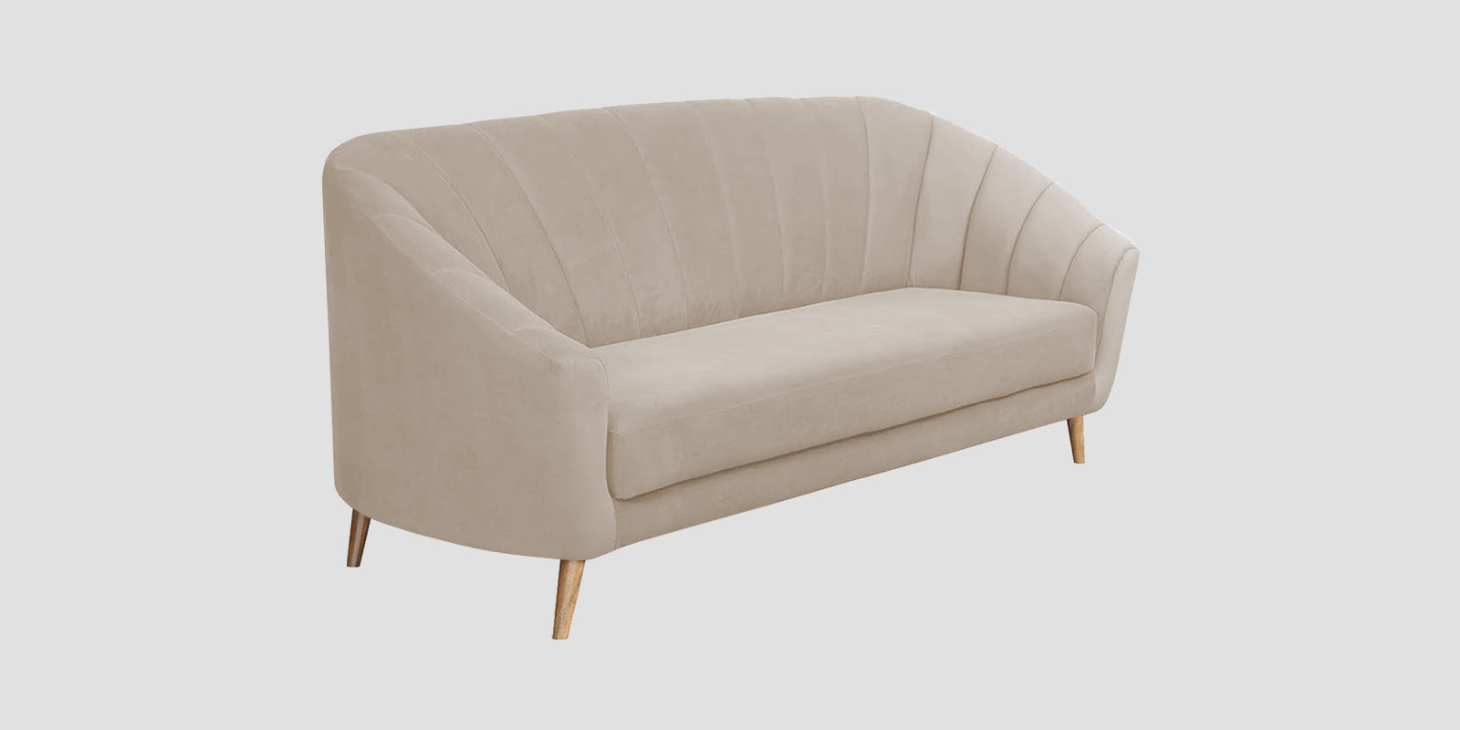 Kaylee Velvet 3 Seater Sofa In Cream Beige Colour - Febonic Living