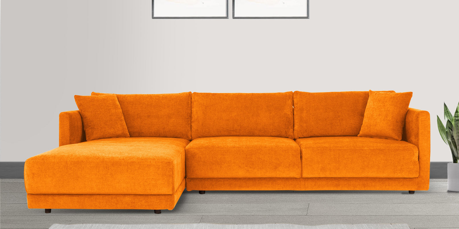 Northern Fabric RHS Sectional Sofa (3+Lounger) In Vivid orange Colour - Febonic Living