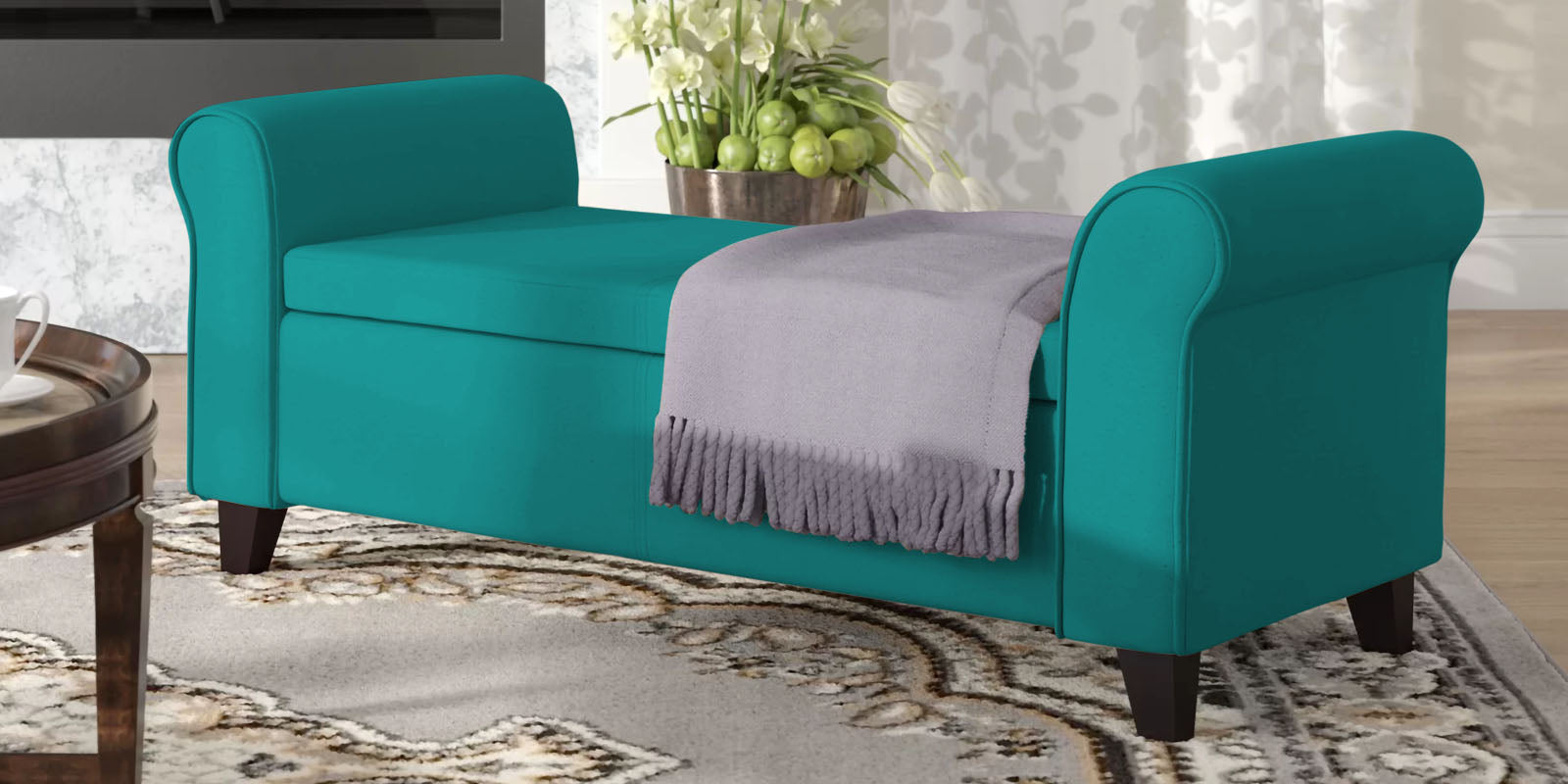 Molo Fabric 3 Seater Recamier In Sea Green Colour With Storage - Febonic Living
