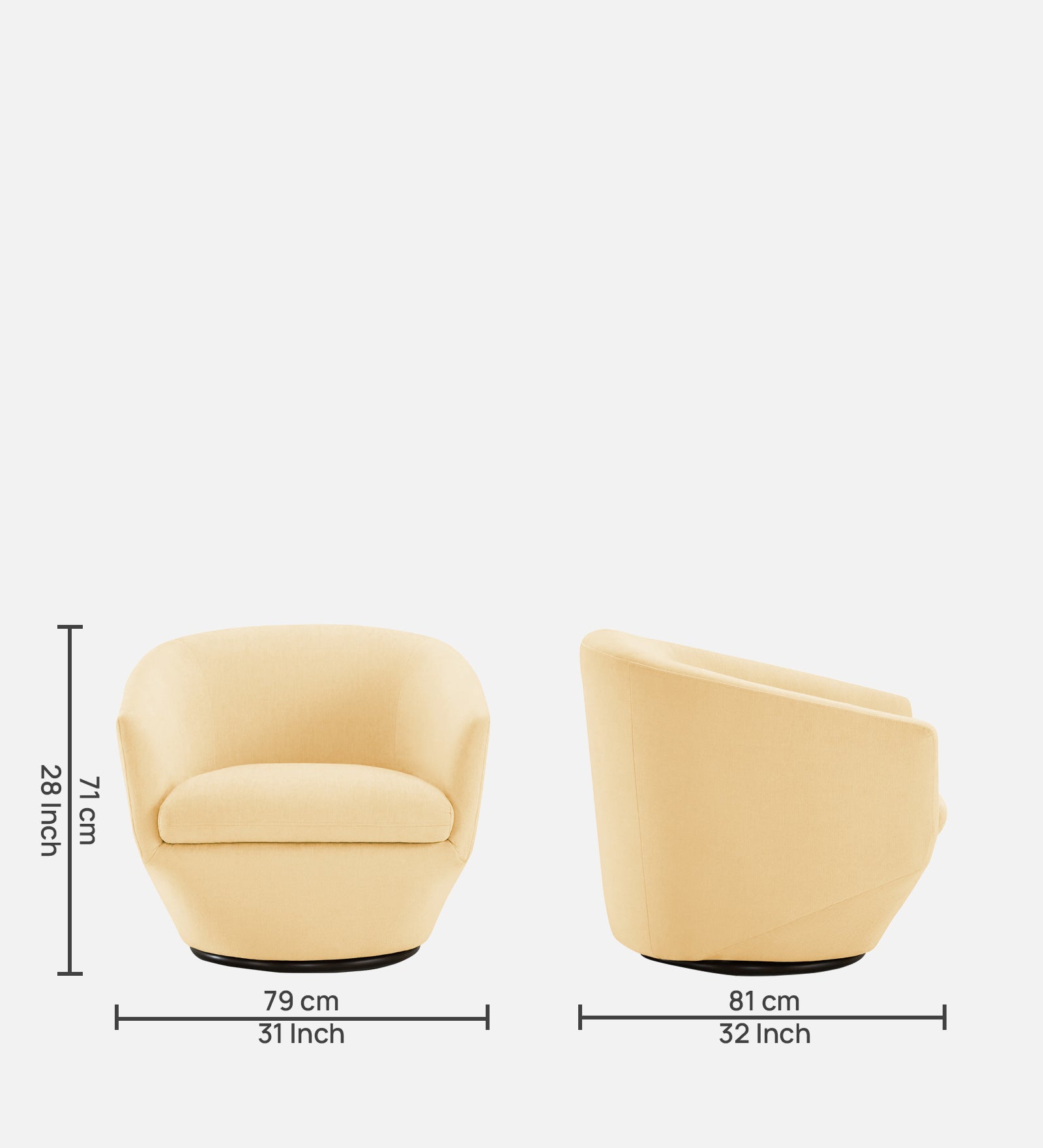 Haddie Velvet Swivel Chair In Sandy Beige Colour - Febonic Living