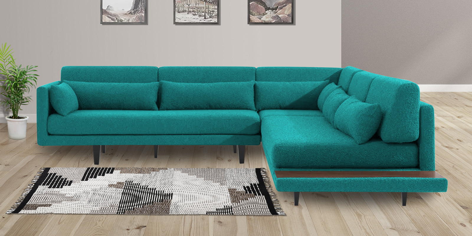 Malta Fabric 6 Seater LHS Corner Sofa In Sea Green Colour - Febonic Living