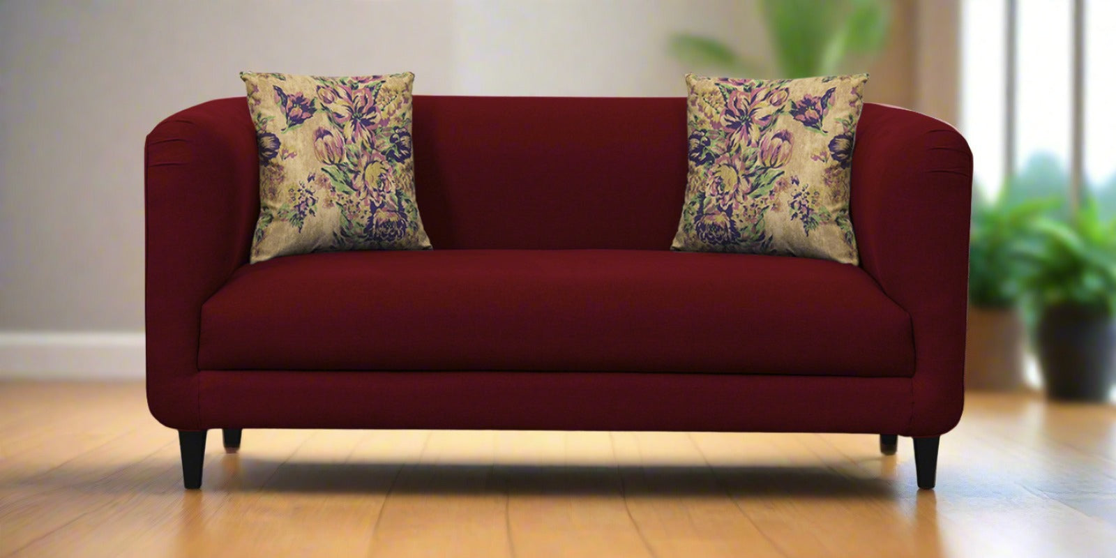 Niki Fabric 2 Seater Sofa In Ruby Red Colour - Febonic Living