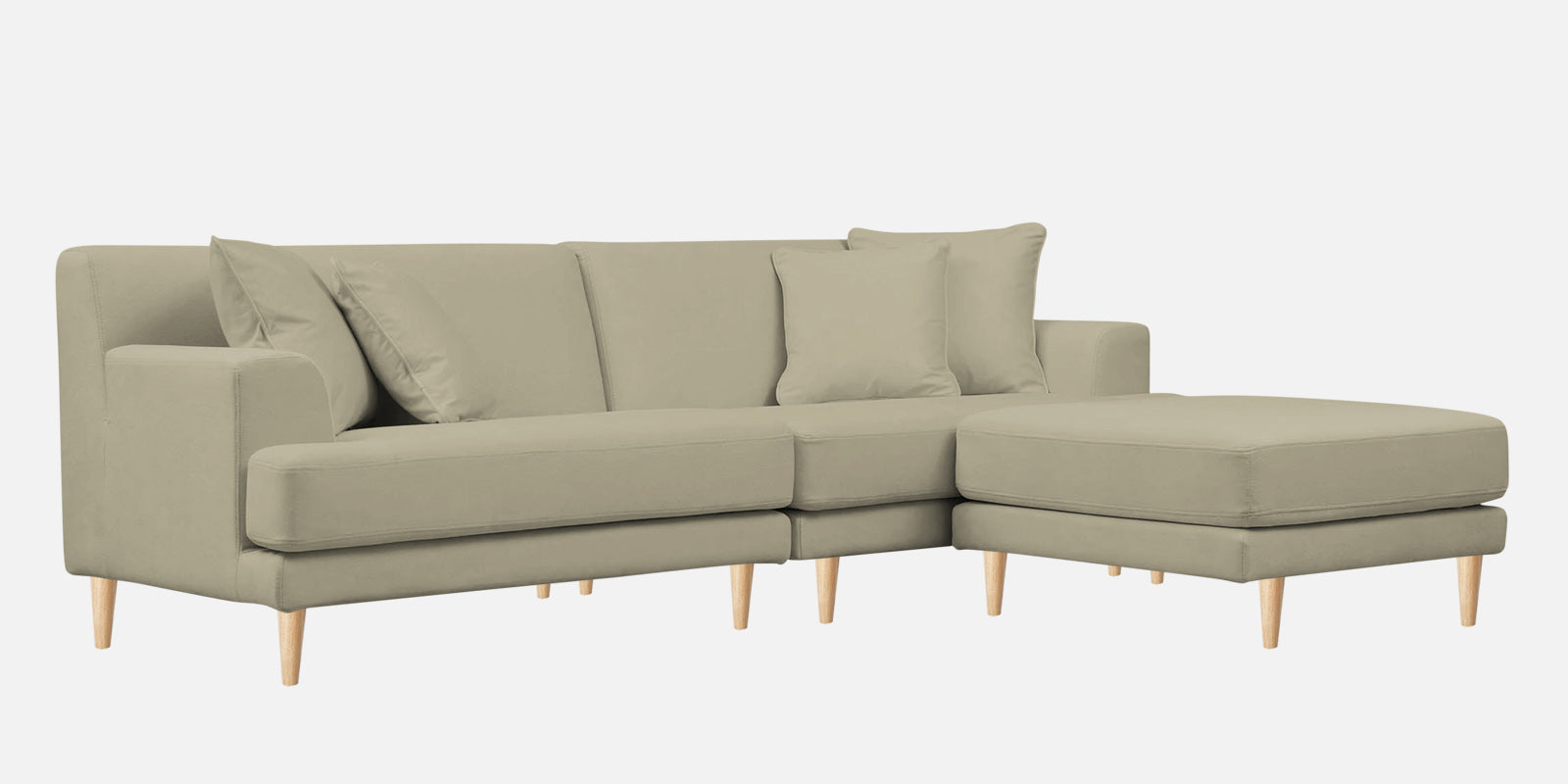 Woody Fabric LHS Sectional Sofa (3+Lounger) In Carnival Beige Colour - Febonic Living