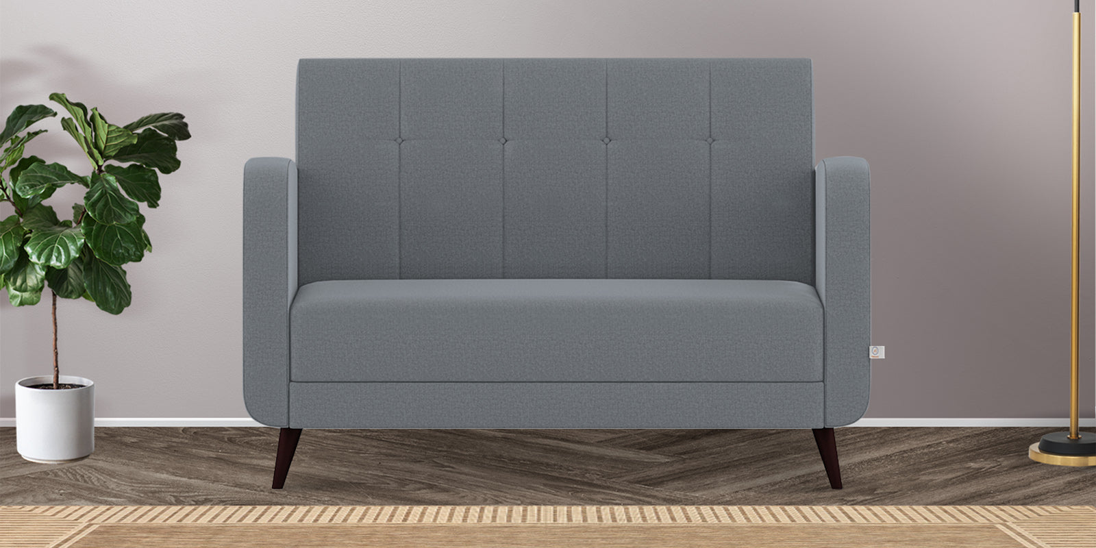 Wiki Velvet 2 Seater Sofa In Pubble Grey Colour - Febonic Living