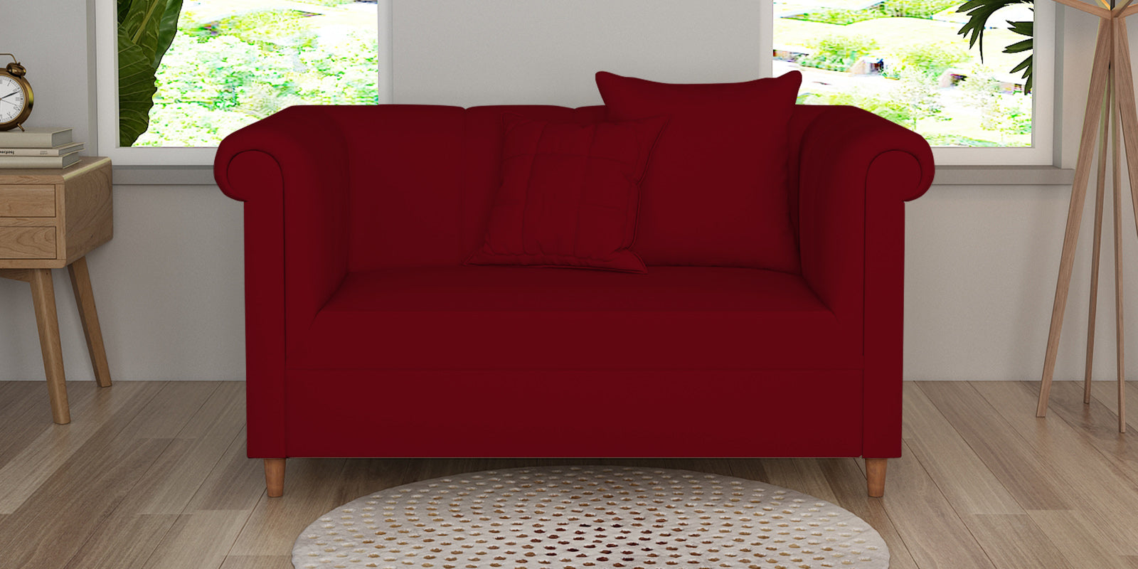 Rubi Velvet 2 Seater Sofa In Cherry Red Colour - Febonic Living