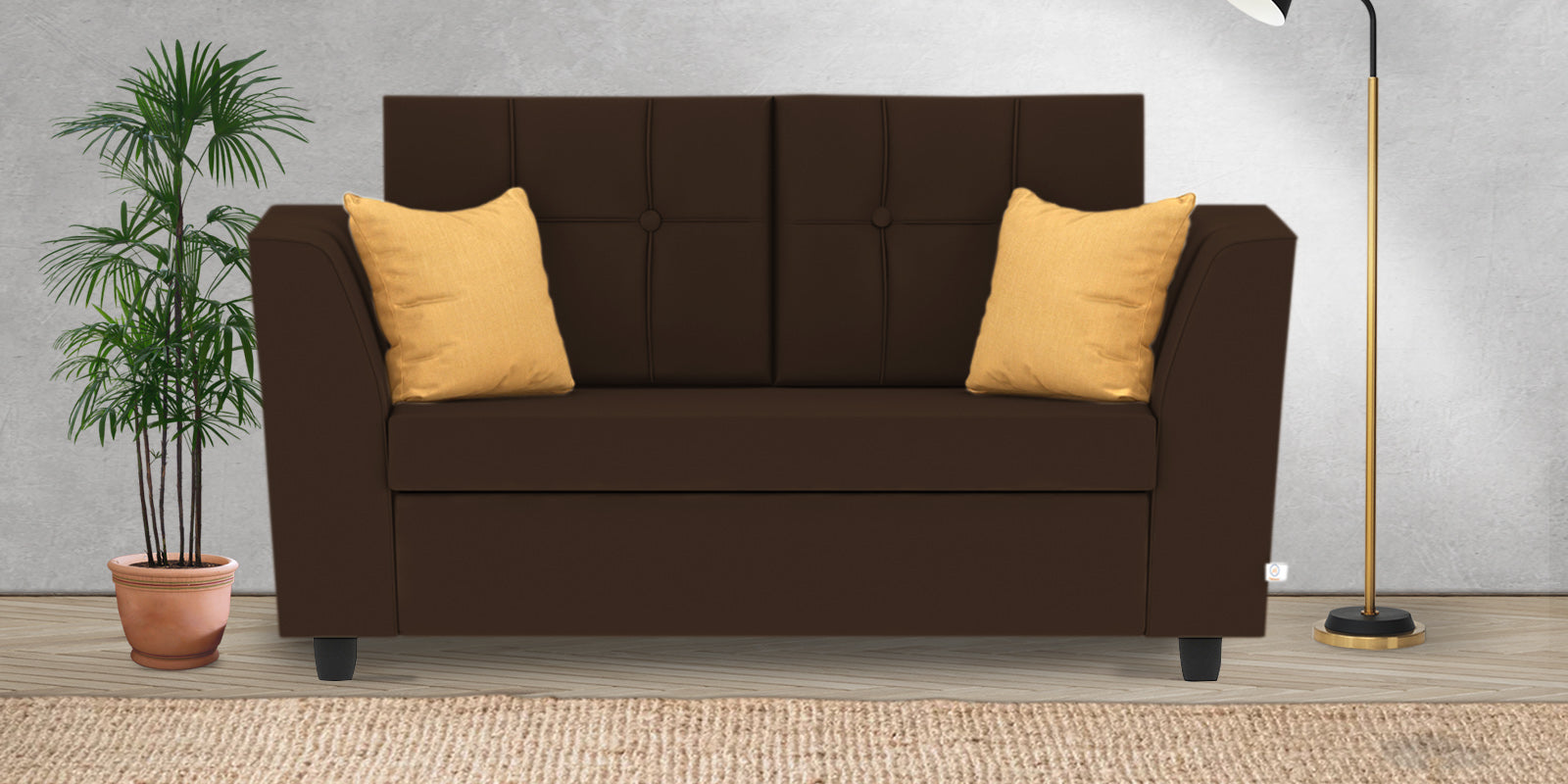 Nestin Velvet 2 Seater Sofa In Cholocate Brown Colour - Febonic Living