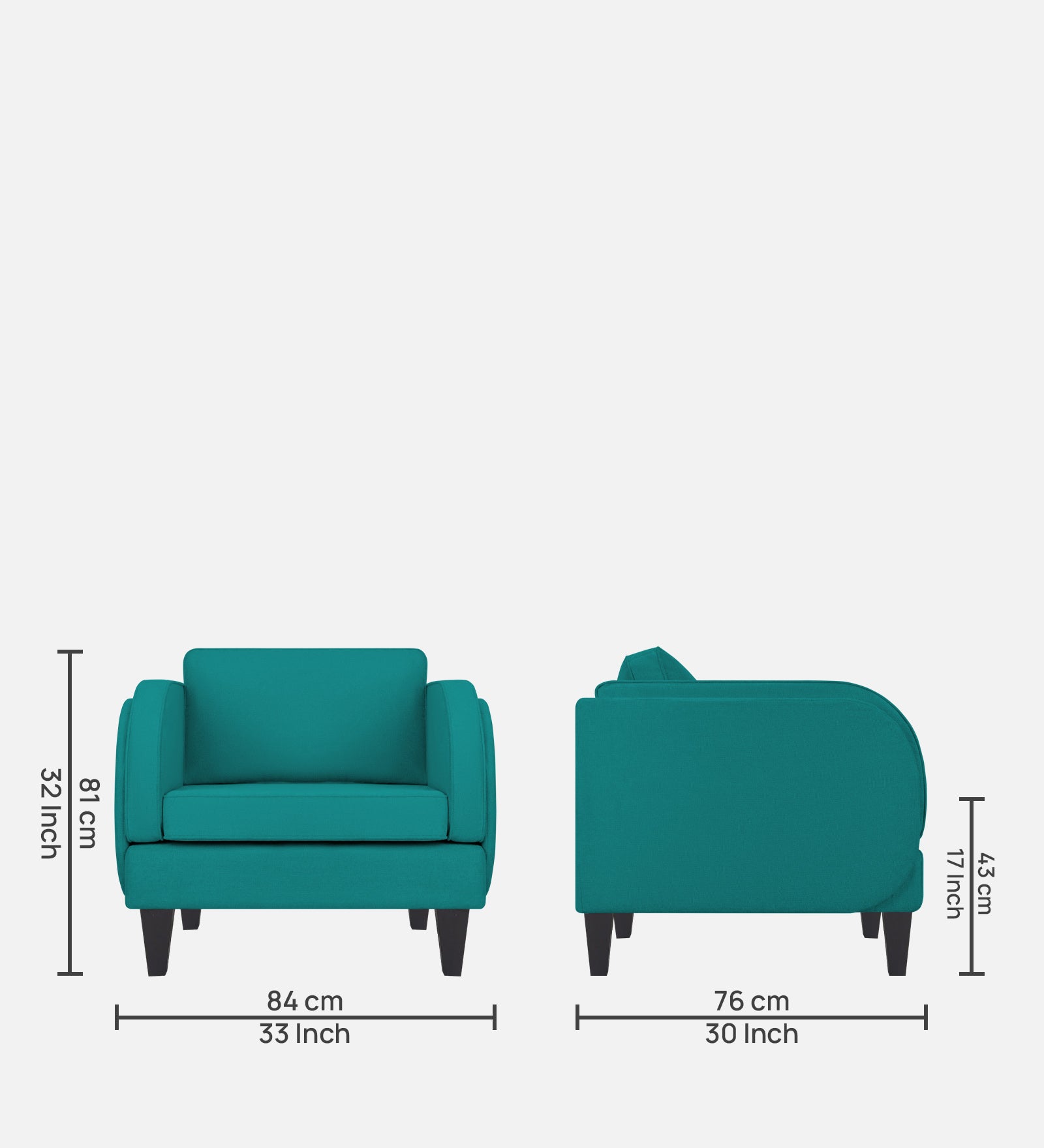 Siddy Fabric 1 Seater Sofa in Sea green Colour
