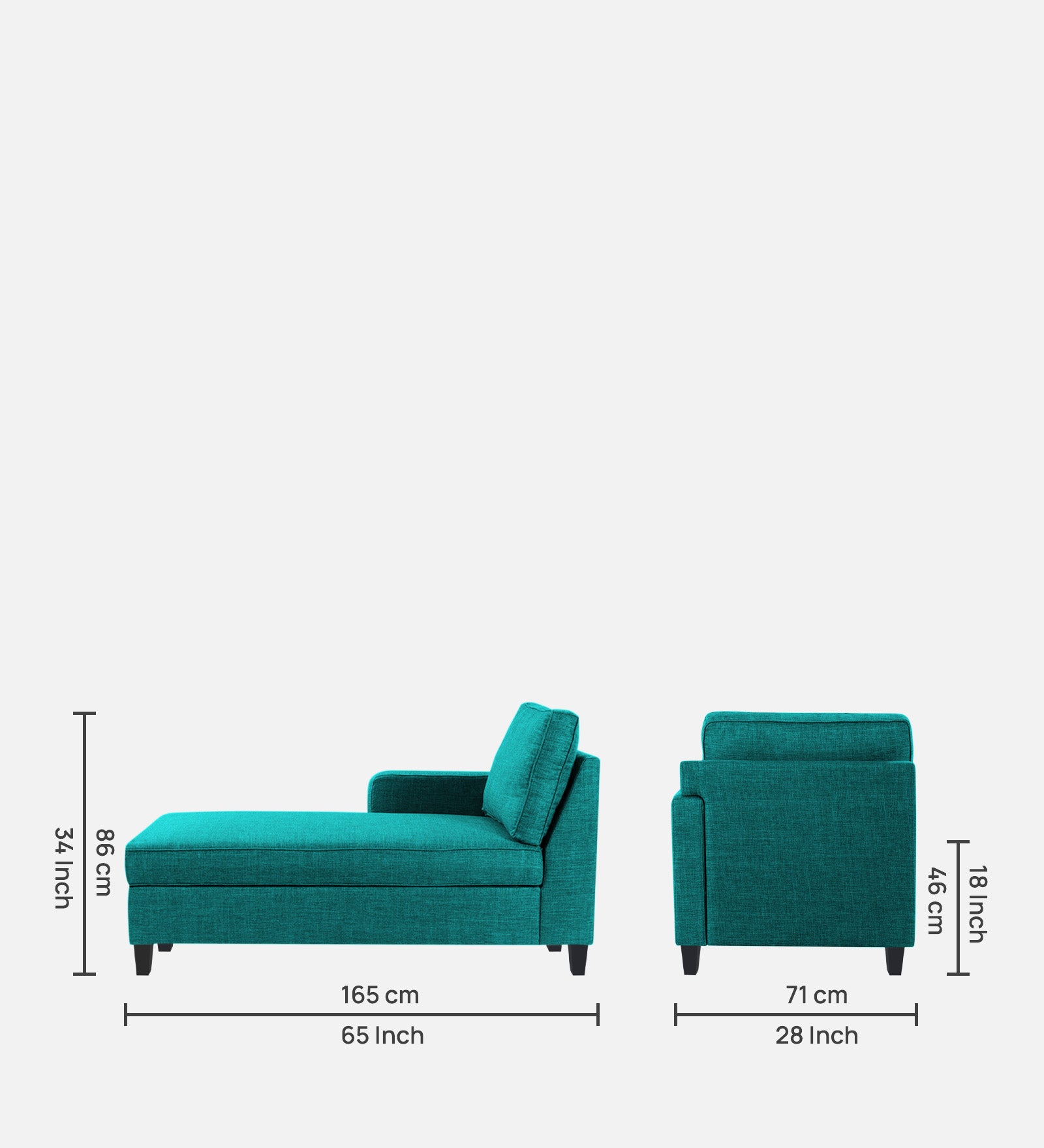Harry Fabric LHS Chaise Lounger In Sea Green Colour - Febonic Living