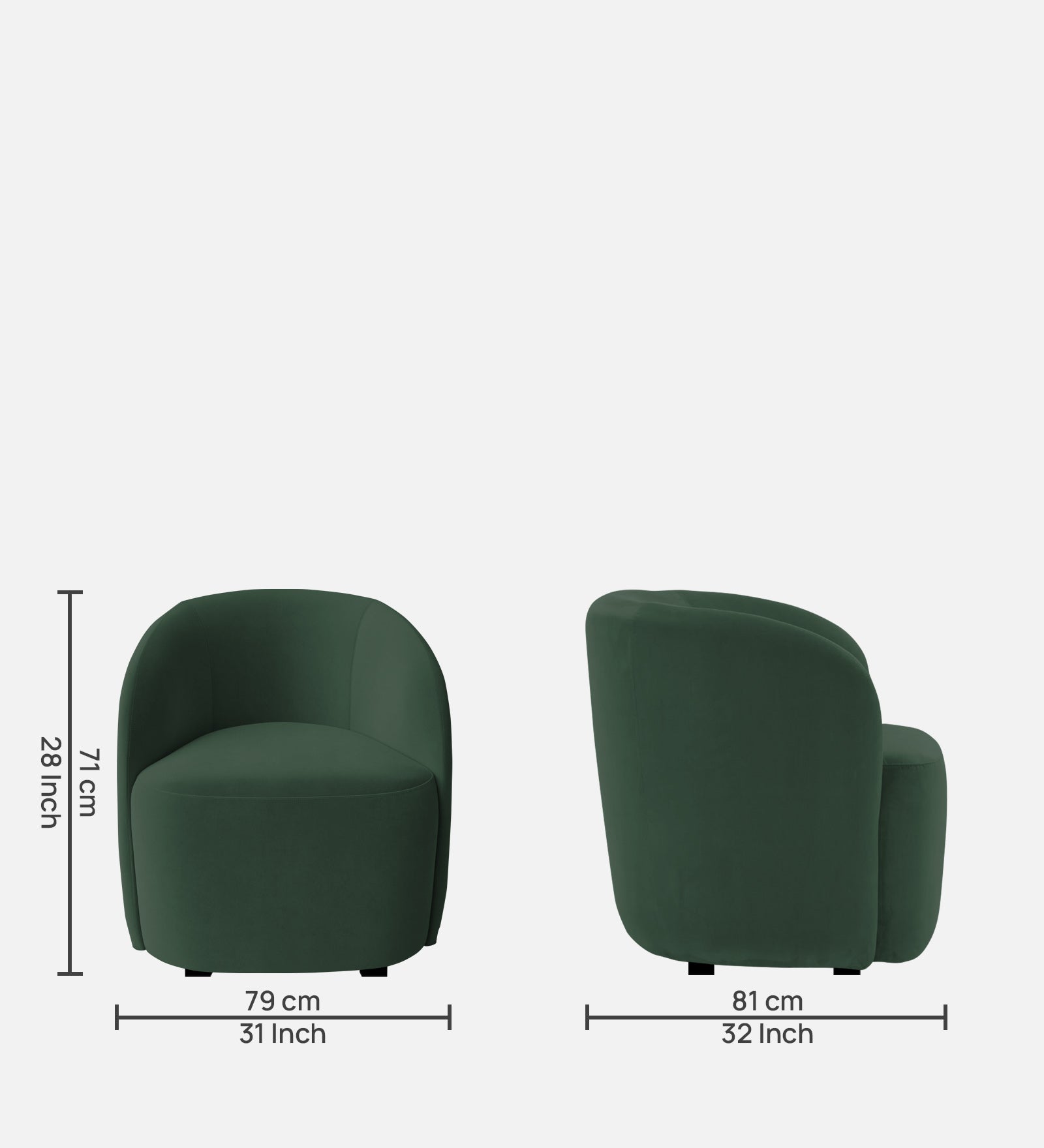 Lucky Velvet Wing Chair In Amazon Green Colour - Febonic Living
