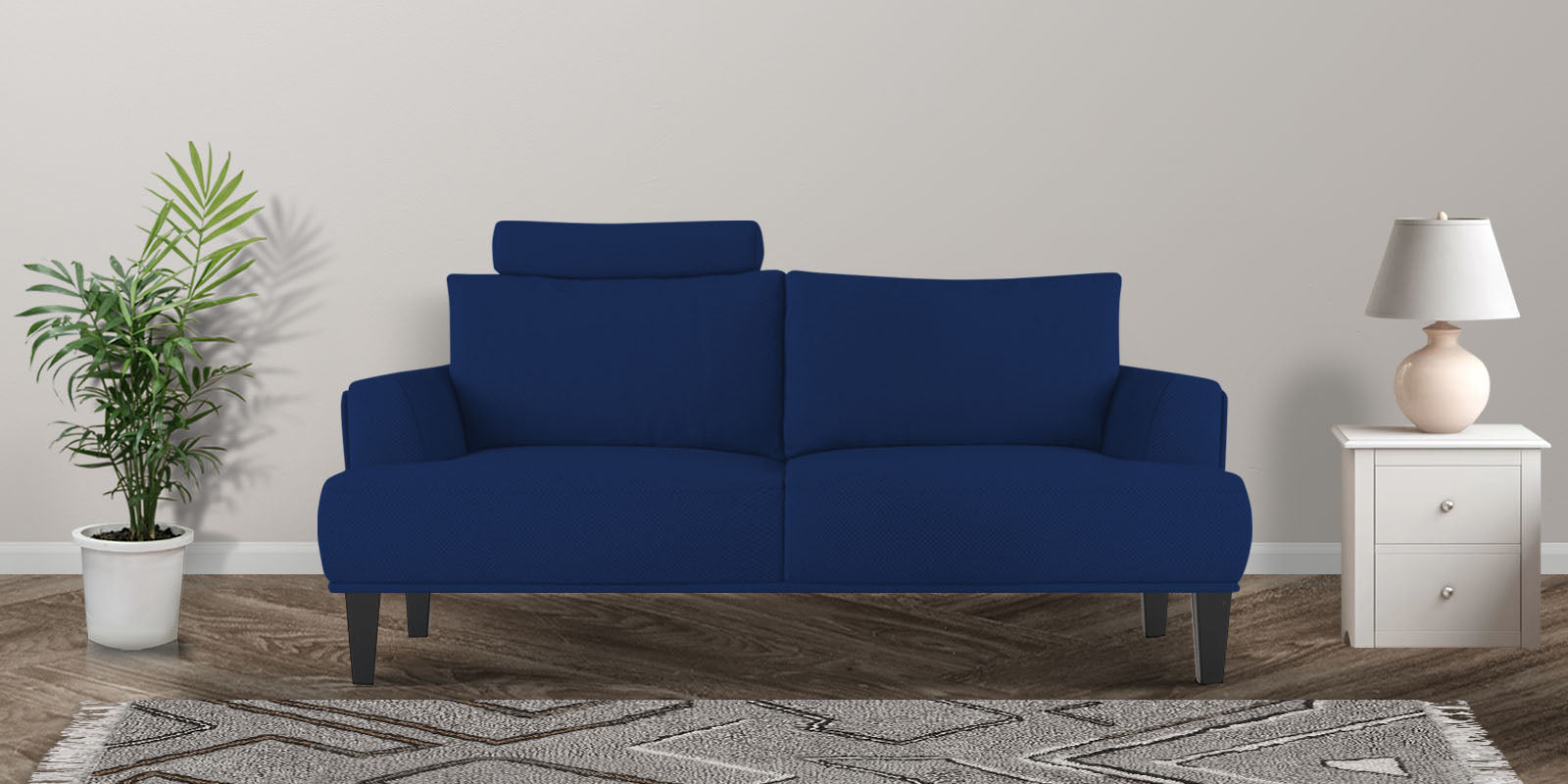 Como Fabric 2 Seater Sofa In Royal Blue Colour - Febonic Living