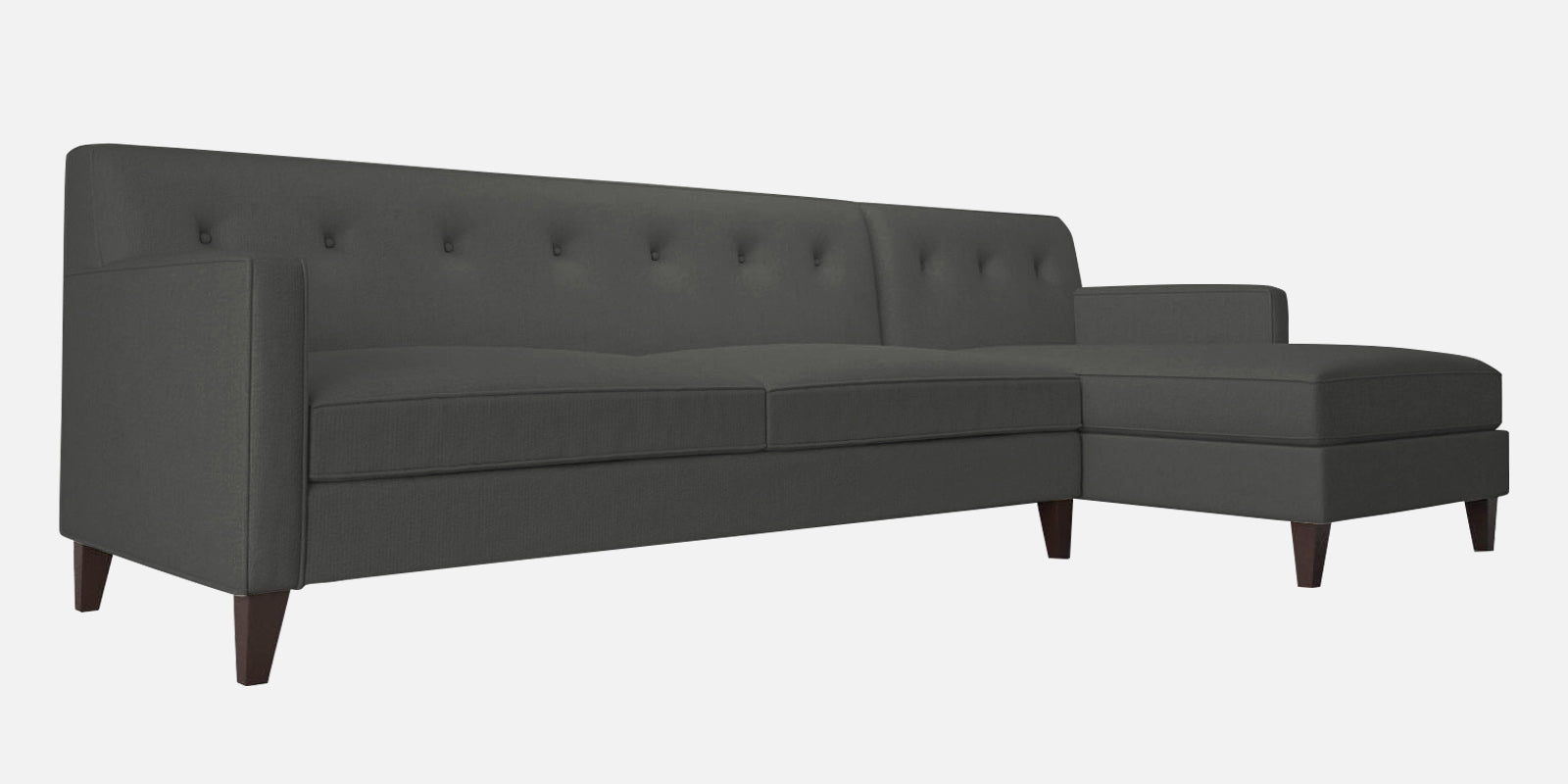 Miller Fabric LHS Sectional Sofa (3+Lounger) In Charcoal Grey Colour - Febonic Living