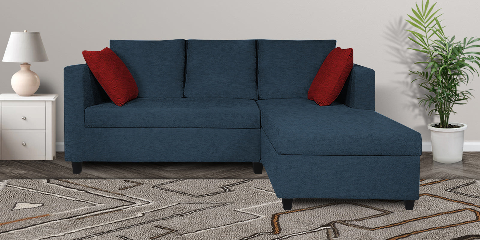 Nebula Fabric LHS Sectional Sofa (2+Lounger) In Light Blue Colour - Febonic Living