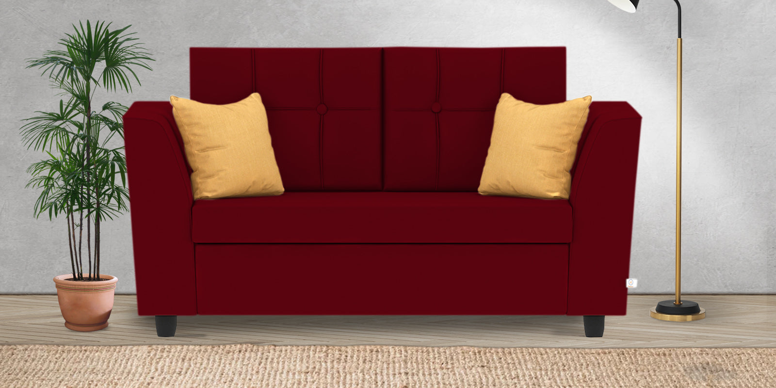 Nestin Velvet 2 Seater Sofa in Cherry red Colour