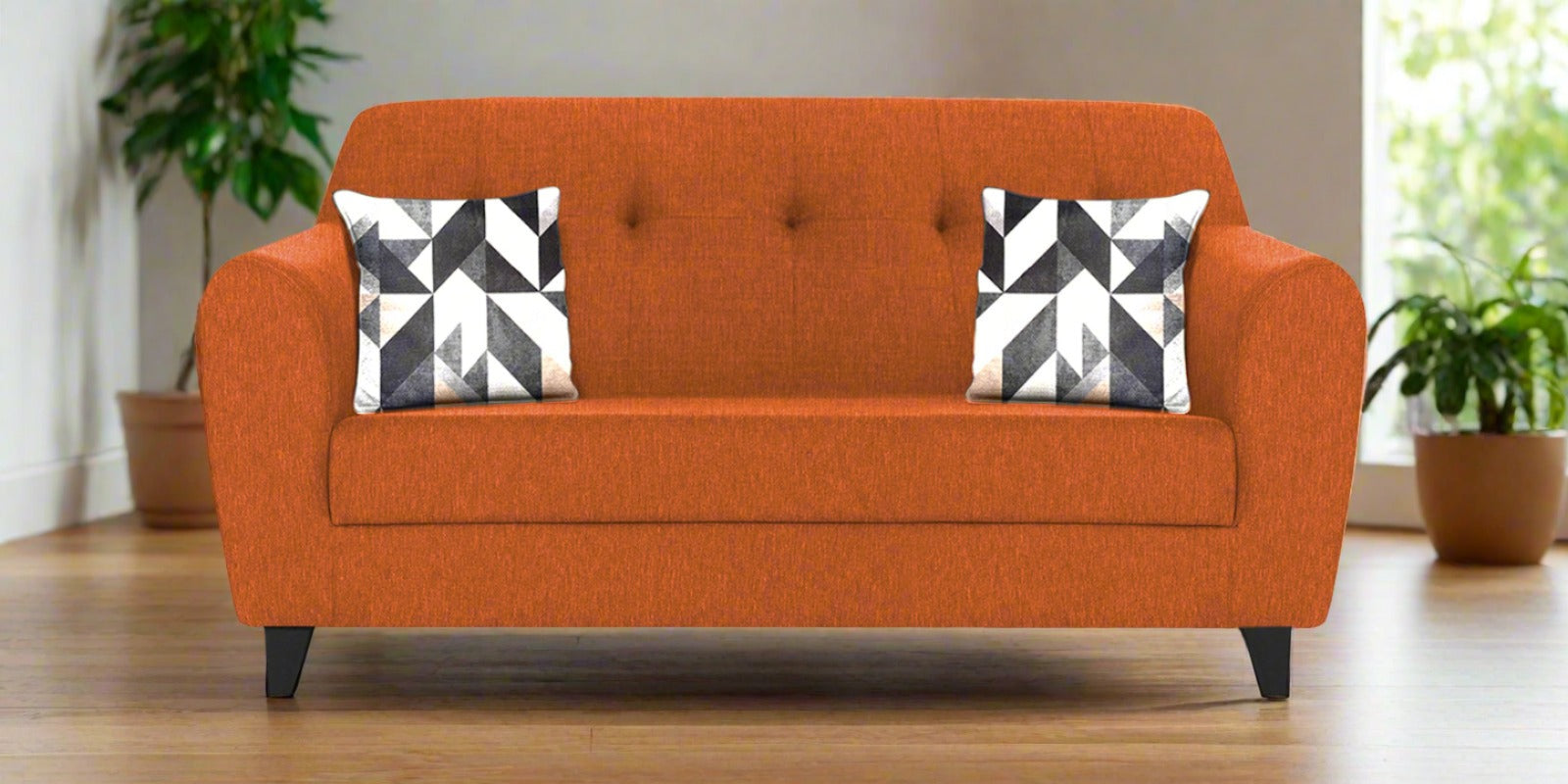 Melaan Fabric 2 Seater Sofa In Vivid Orange Colour - Febonic Living