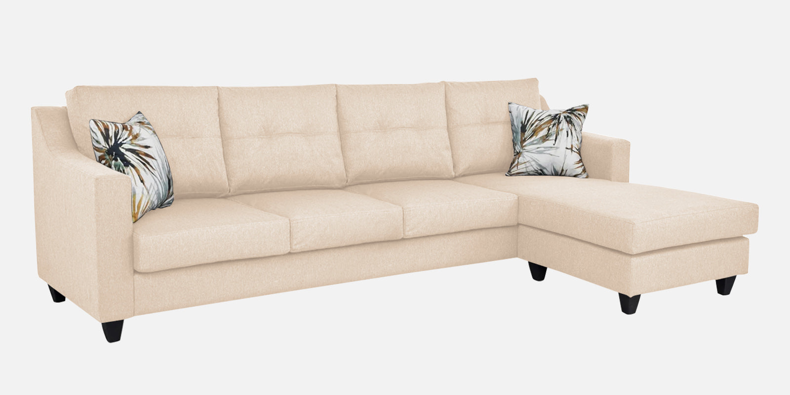 Welly Fabric LHS Sectional Sofa (3+Lounger) In Woom Beige Colour - Febonic Living