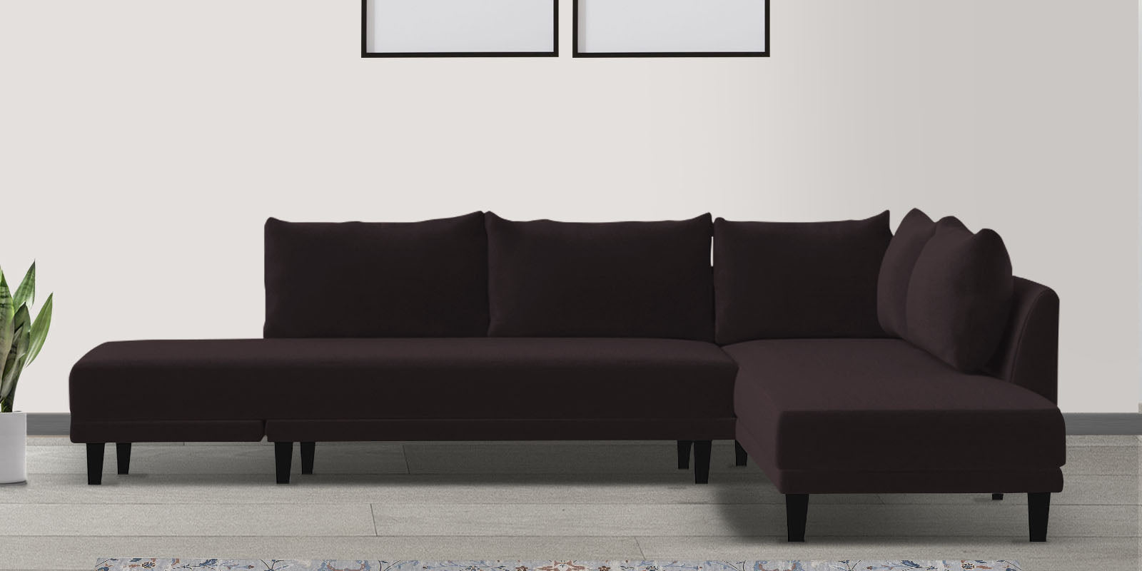 Ira Fabric LHS 6 Seater Convertible Sofa Cum Bed In Cara Brown Colour - Febonic Living