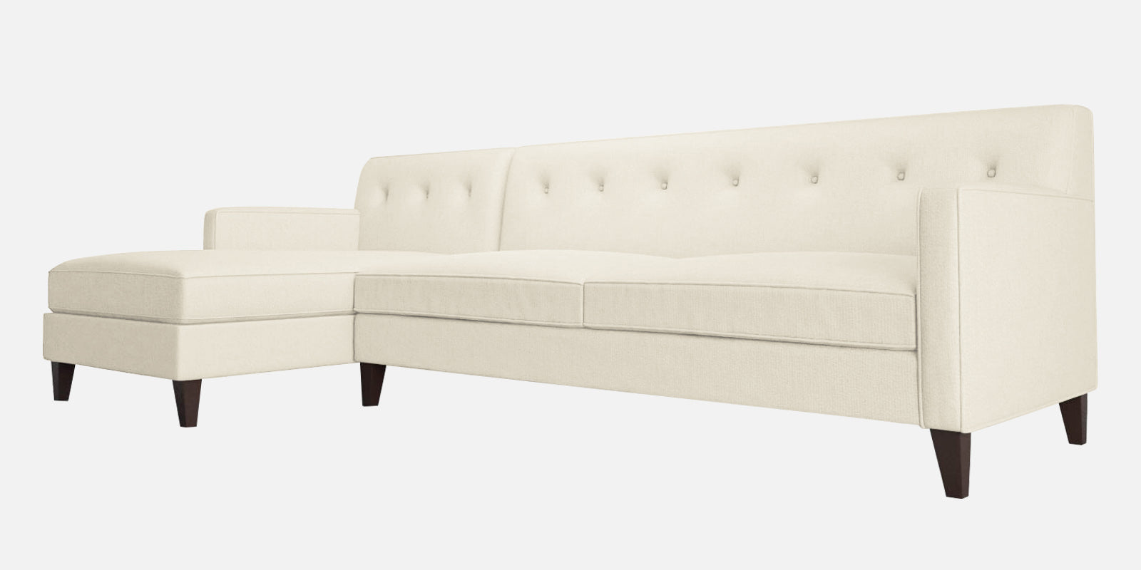 Miller Fabric RHS Sectional Sofa (3+Lounger) In Ivory Cream Colour - Febonic Living