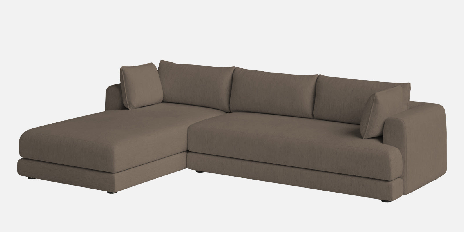 Ziggy Fabric LHS Sectional Sofa (3+Lounger) In Hazel Beige Colour - Febonic Living