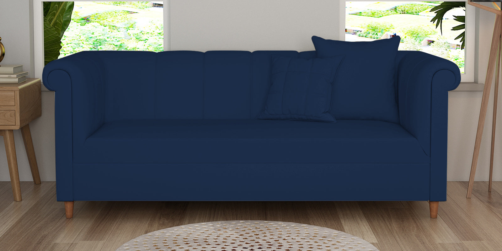 Rubi Velvet 3 Seater Sofa In Imperial Blue Colour - Febonic Living