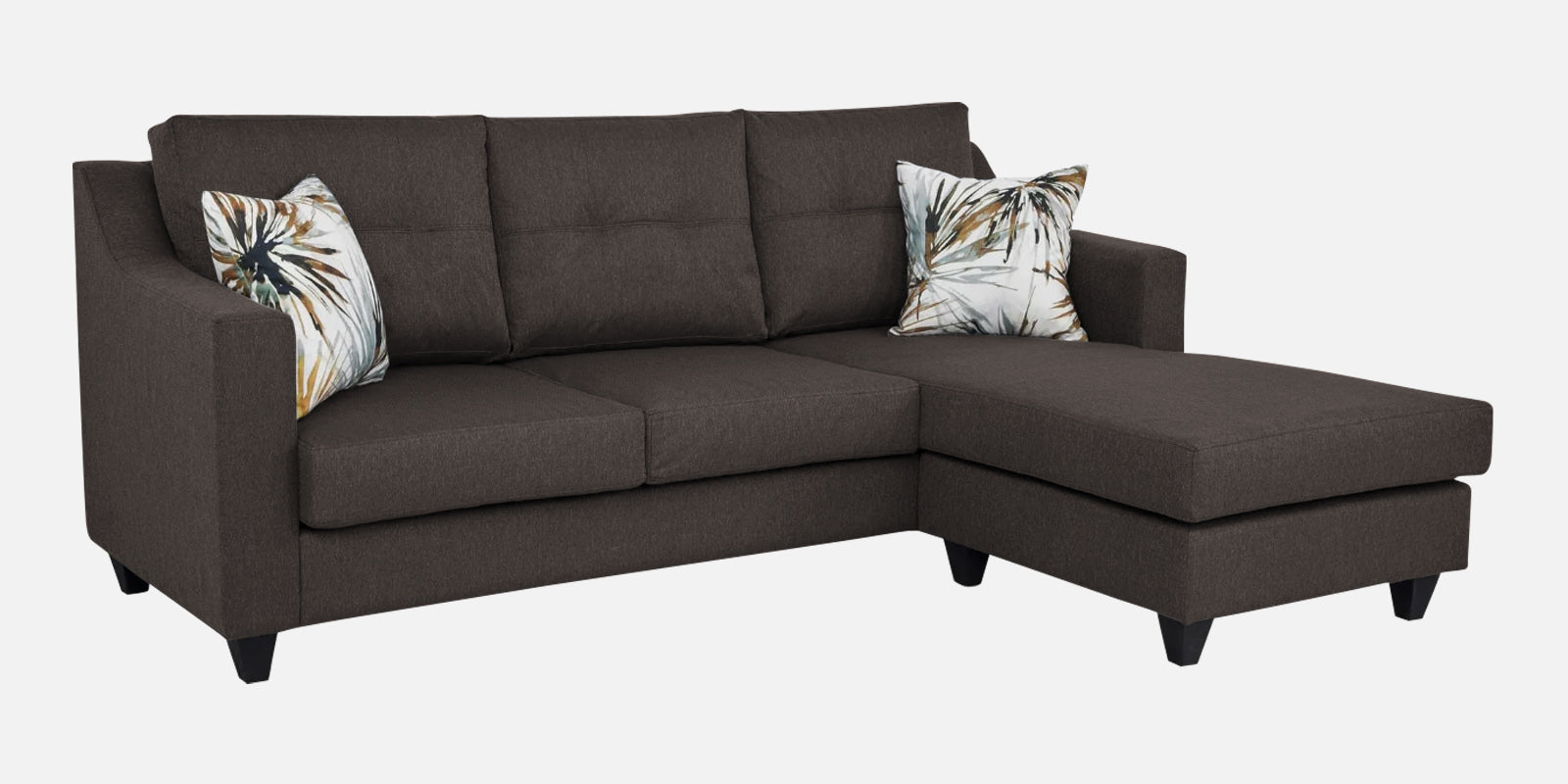 Welly Fabric LHS Sectional Sofa (2+Lounger) In Capsa Brown Colour - Febonic Living