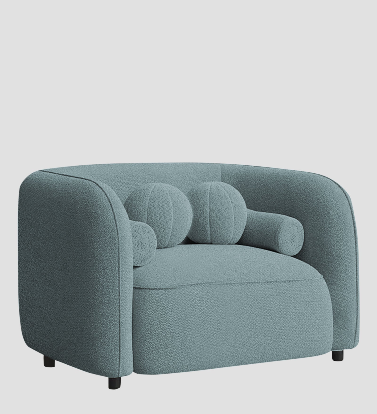 Corny Boucle Fabric 1 Seater Sofa In Stormy Blue Colour - Febonic Living