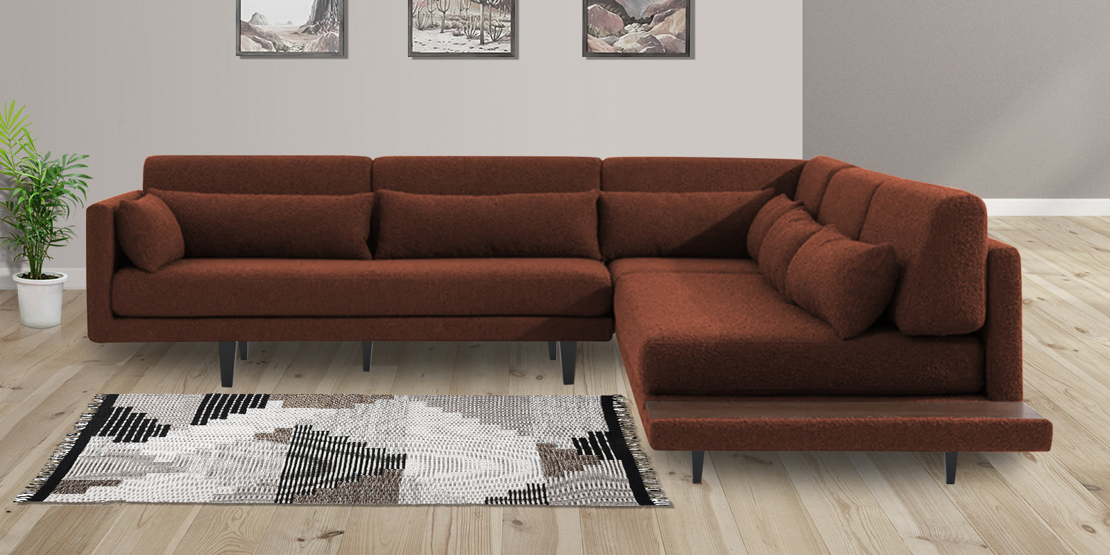 Malta Fabric 6 Seater LHS Corner Sofa In Coffee brown Colour - Febonic Living
