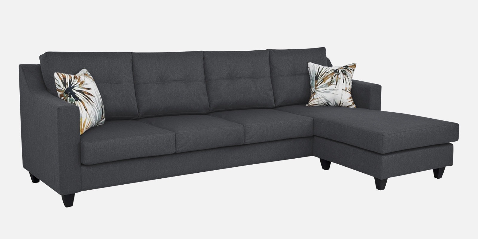Welly Fabric LHS Sectional Sofa (3+Lounger) In Maba Grey Colour - Febonic Living