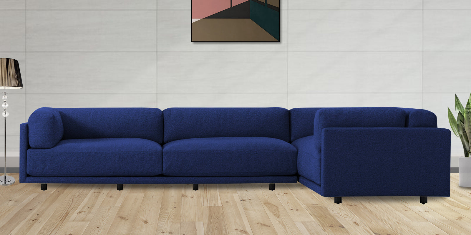Nixon Fabric 6 Seater LHS Corner Sofa In Royal Blue Colour - Febonic Living