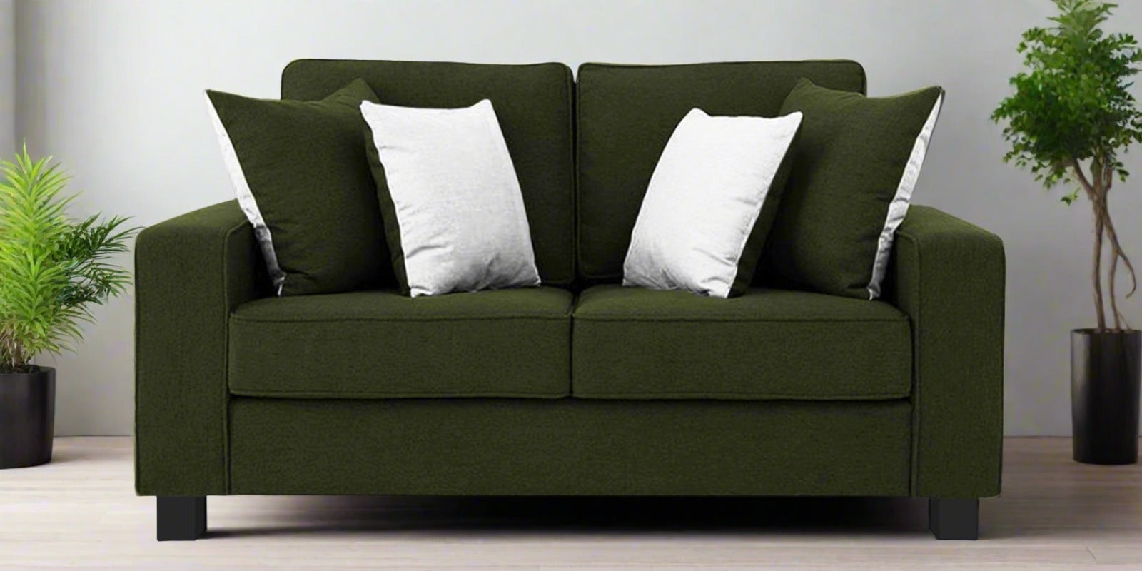 Ladybug Fabric 2 Seater Sofa In Olive Green Colour - Febonic Living