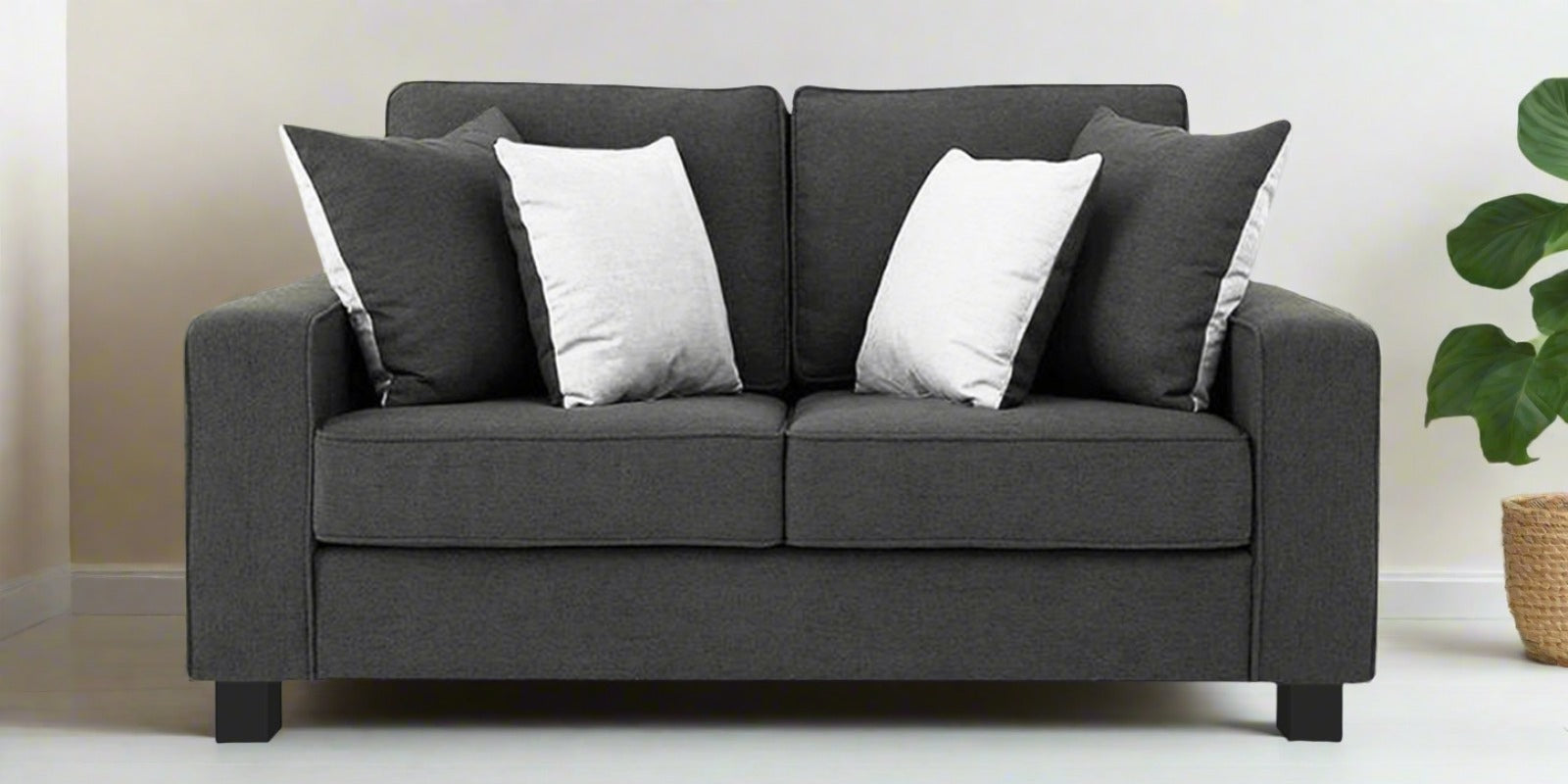 Ladybug Fabric 2 Seater Sofa In Charcoal Grey Colour - Febonic Living