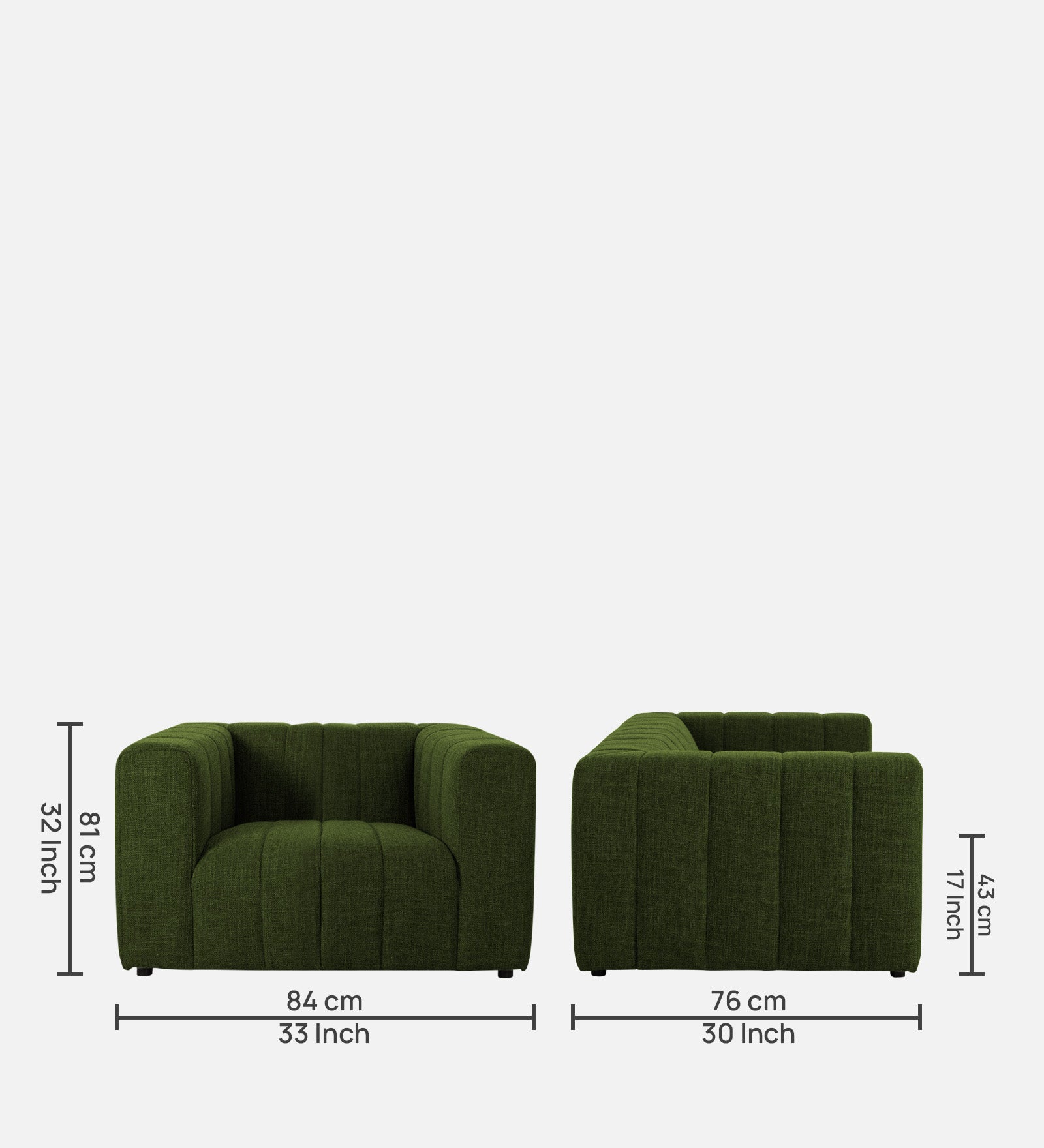 Lara Fabric 1 Seater Sofa In olive green Colour - Febonic Living