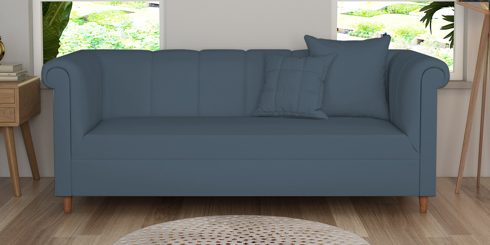 Rubi Velvet 3 Seater Sofa In Oxford Blue Colour - Febonic Living