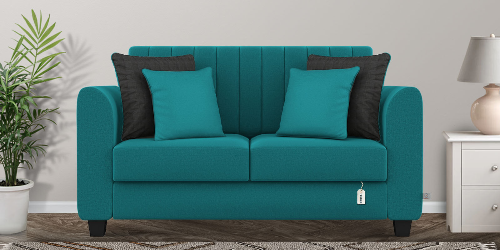 Cosmic Fabric 2 Seater Sofa In Sea Green Colour - Febonic Living