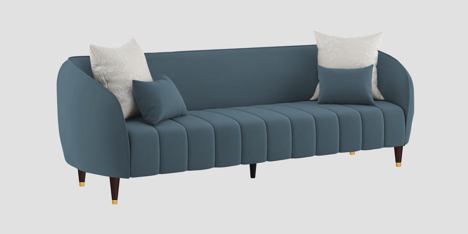 Hairo Velvet 3 Seater Sofa In Oxford Blue Colour - Febonic Living