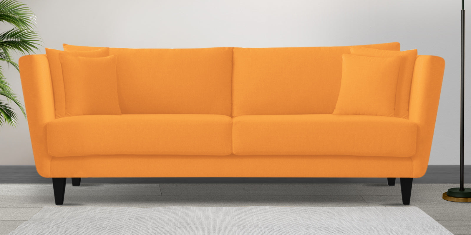 Norway Velvet 3 Seater Sofa In Tangerine Orange Colour - Febonic Living