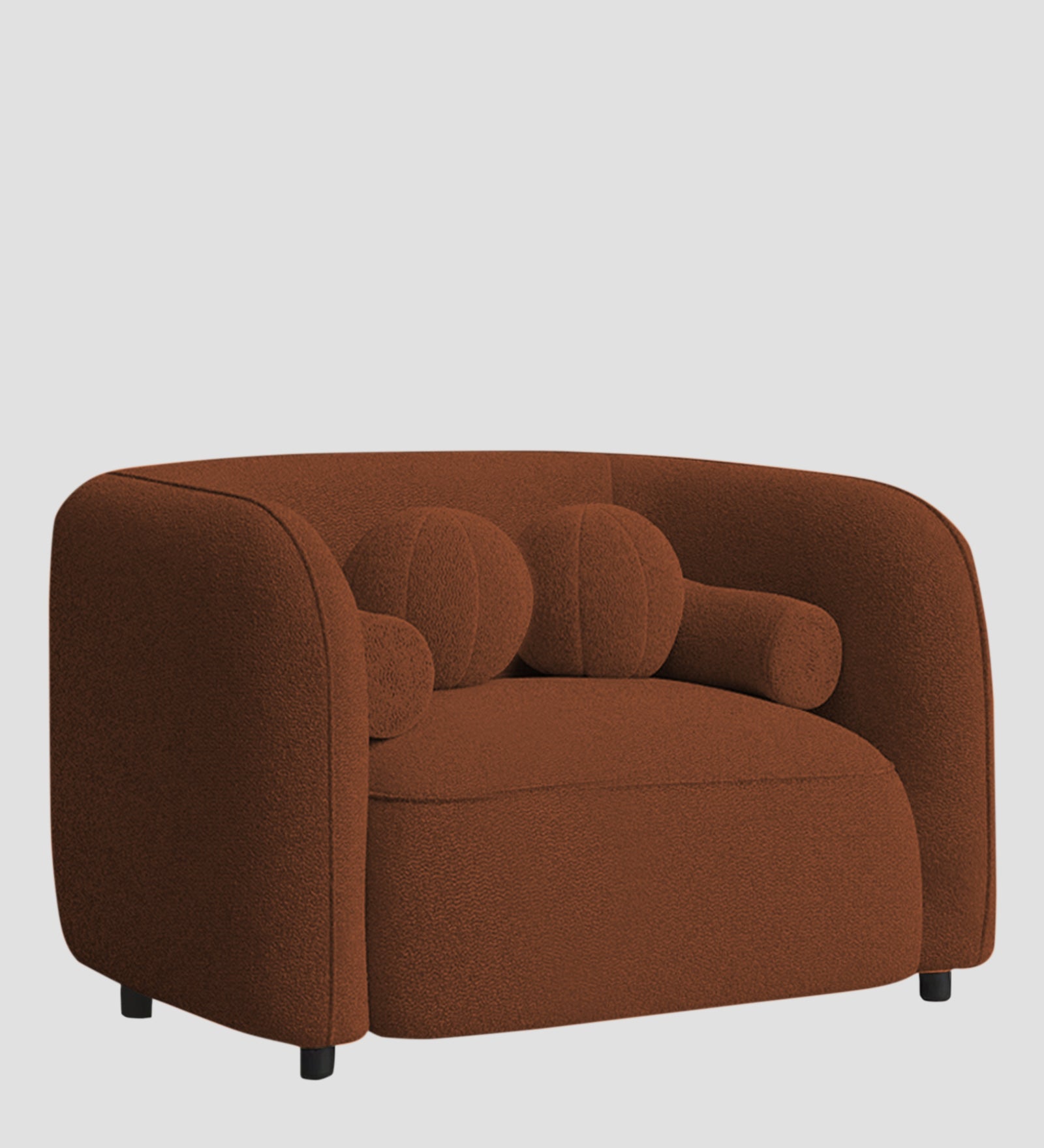Corny Boucle Fabric 1 Seater Sofa In Rust Orange Colour - Febonic Living