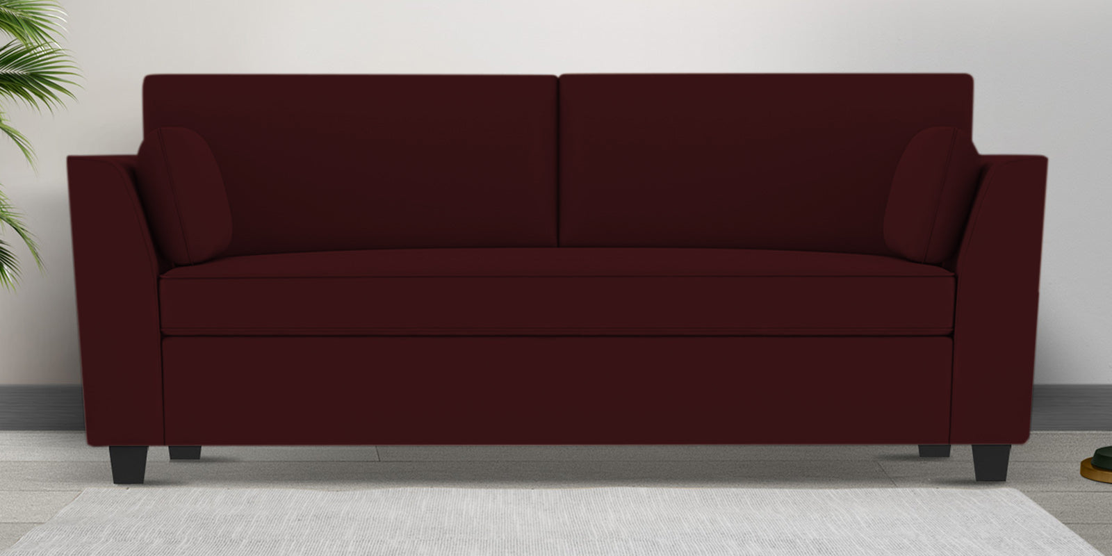 Bristo Velvet 3 Seater Sofa In Blood Maroon Colour With Storage - Febonic Living