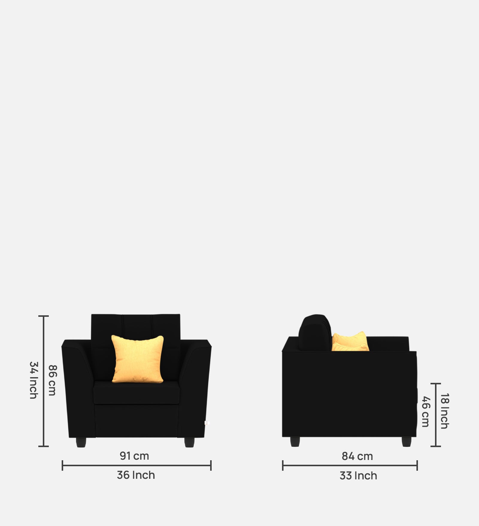 Nestin Velvet 1 Seater Sofa In Adam Black Colour - Febonic Living