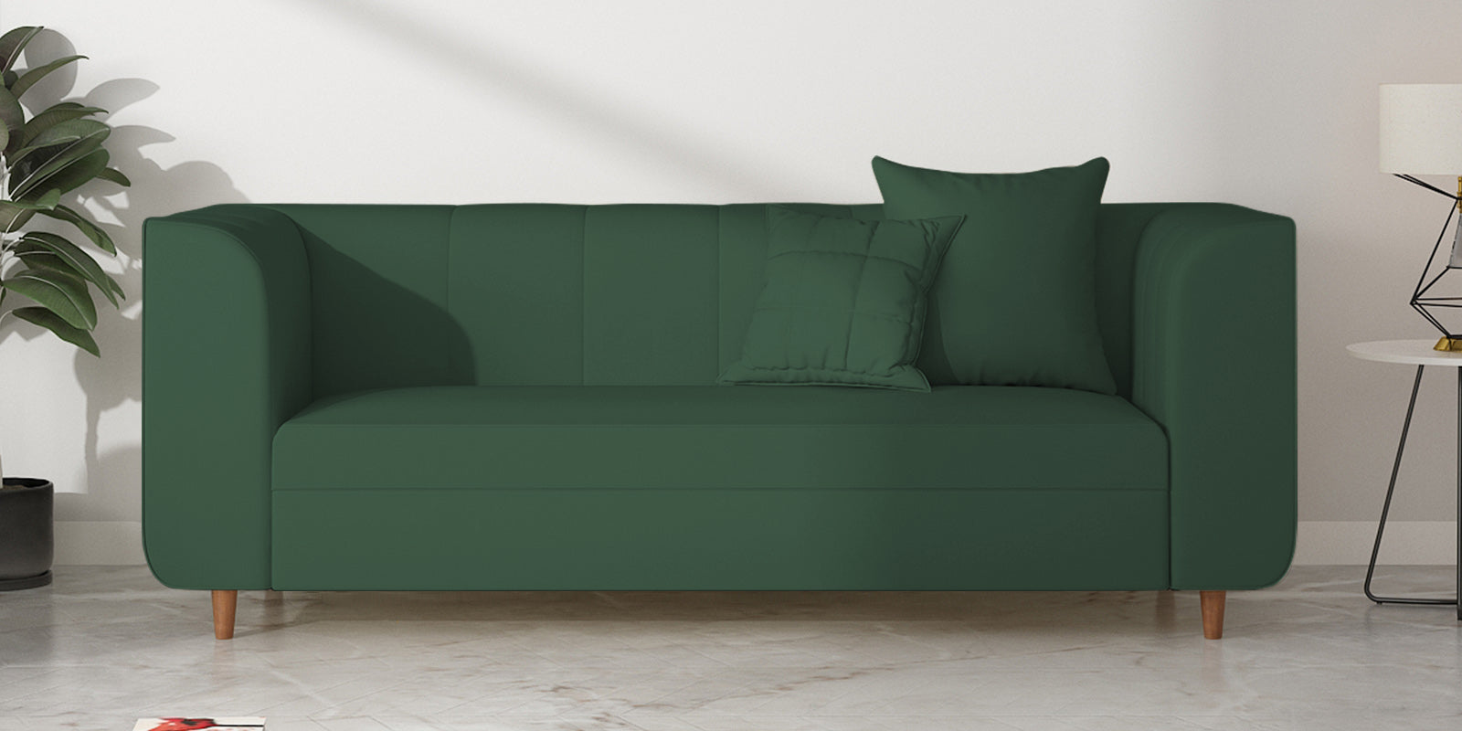 Sumo Velvet 3 Seater Sofa In Amazon Green Colour - Febonic Living