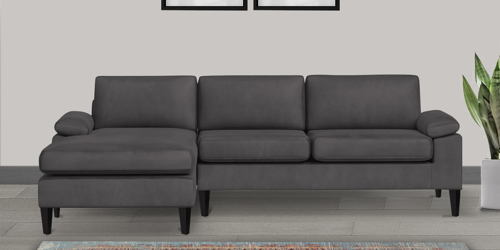 Vegas Velvet RHS Sectional Sofa (3+Lounger) In Davy Grey Colour - Febonic Living