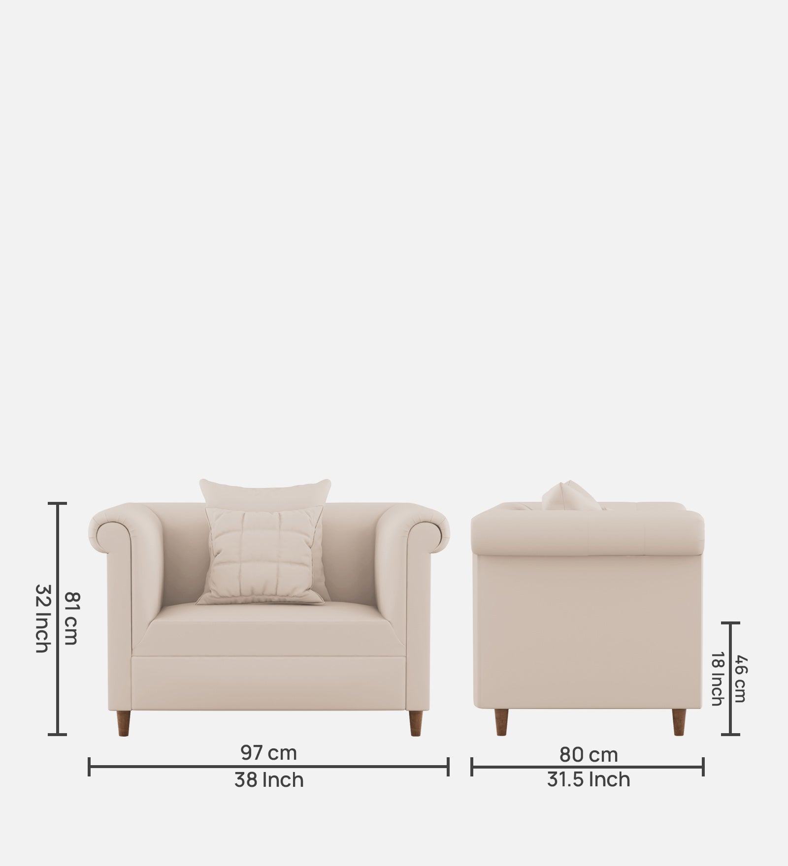 Rubi Velvet 1 Seater Sofa In Camel Beige Colour - Febonic Living