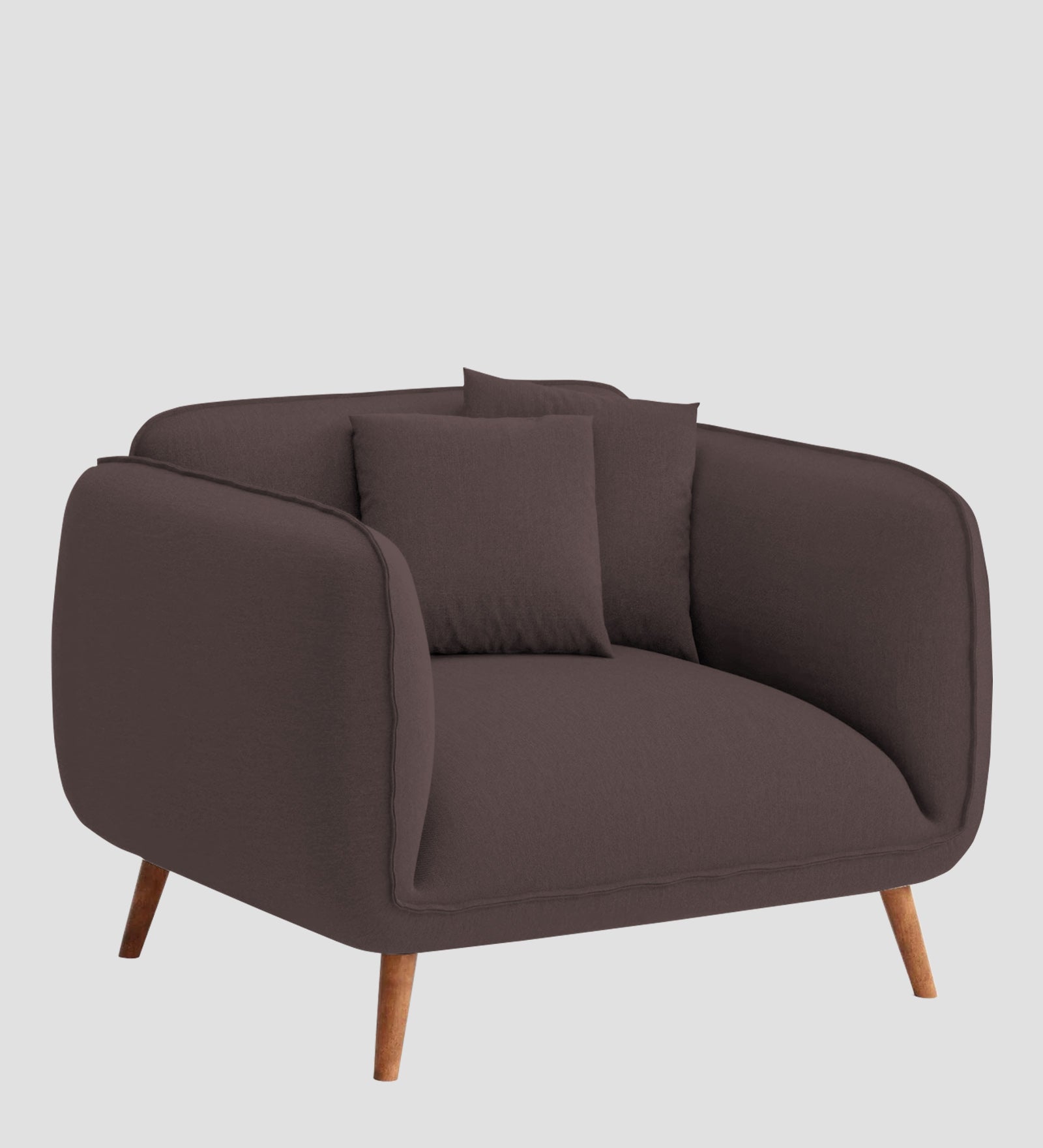 Zia Fabric 1 Seater Sofa In Night Brown Colour