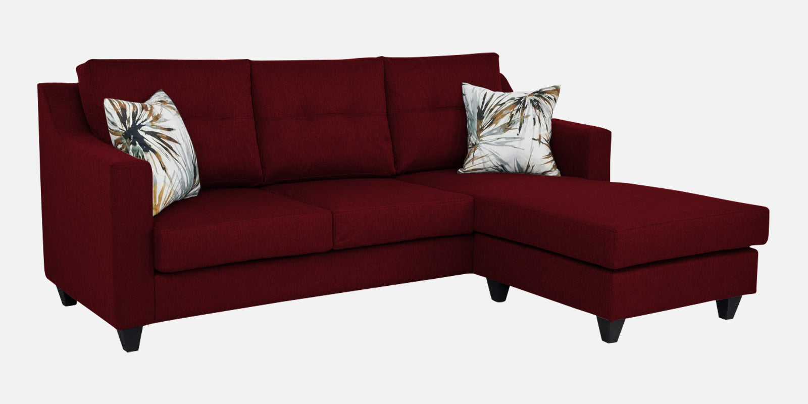 Welly Fabric LHS Sectional Sofa (2+Lounger) In Ruby Red Colour - Febonic Living