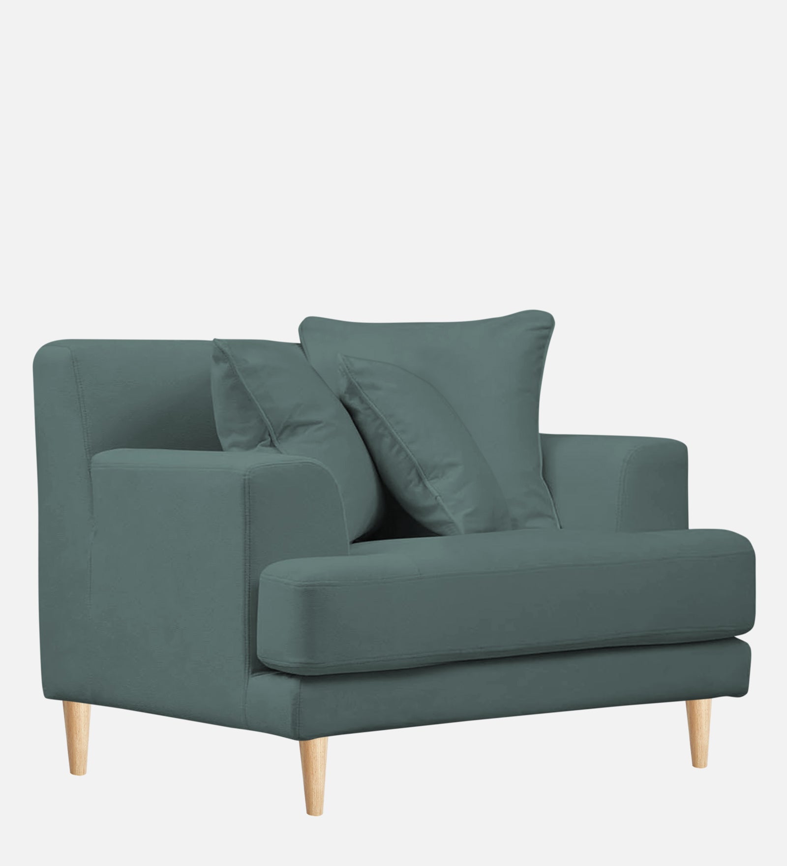 Woody Fabric 1 Seater Sofa in Pista Green Colour