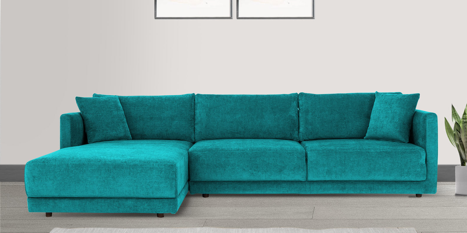 Northern Fabric RHS Sectional Sofa (3+Lounger) In Sea Green Colour - Febonic Living