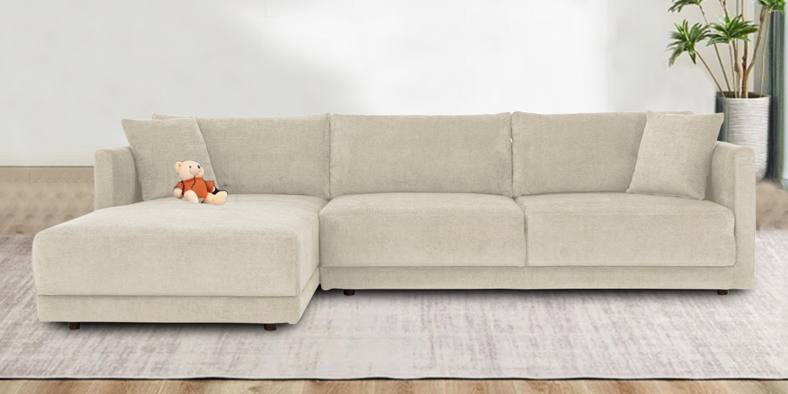 Northern Fabric RHS Sectional Sofa (3+Lounger) In Ivory Beige Colour - Febonic Living